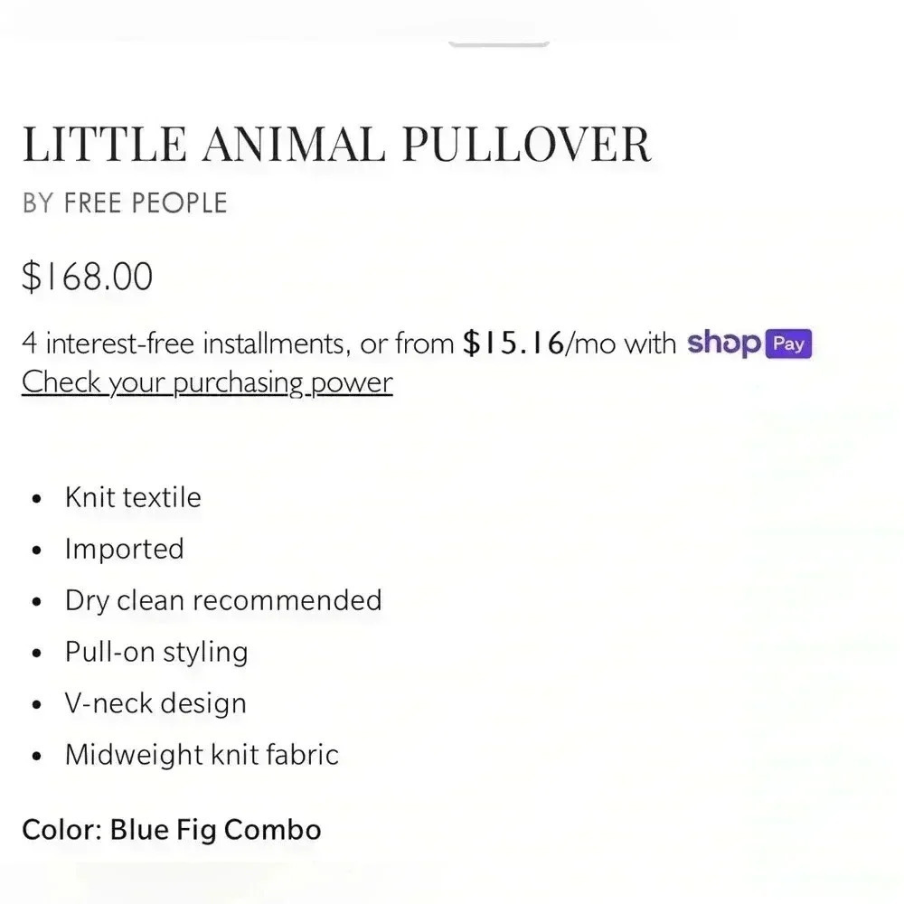 Free People Little Animal Pullover in Blue Fig Combo nwot size m - Picture 10 of 10